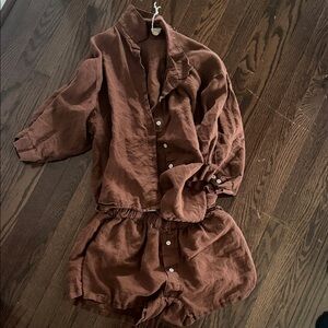 Deiji studios linen short and shirt
